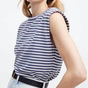 Madewell Blue and White Striped Muscle Tee